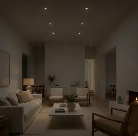Interior con luces eléctricas